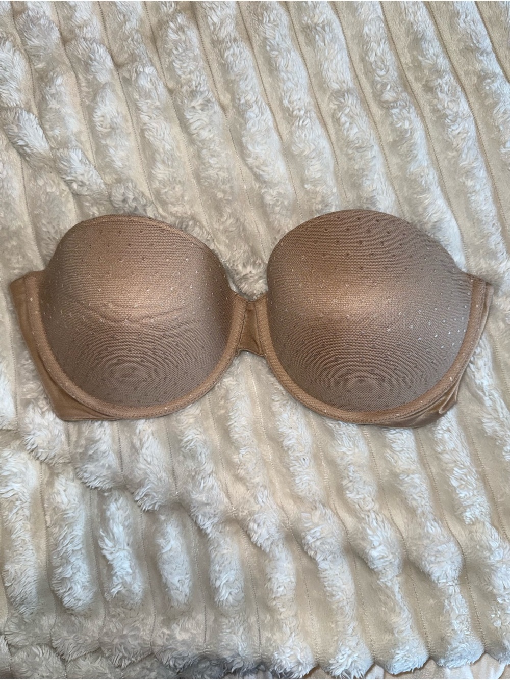 Candie's Nude Strapless Push-Up Bandeau with Dotted Tulle